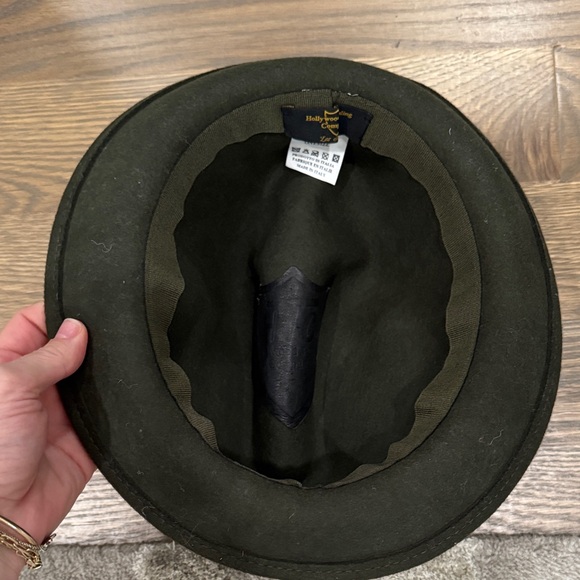 Stylish Dark Green Fedora with Studded Band- 100% wool from Hollywood Trading Co - Picture 5 of 6